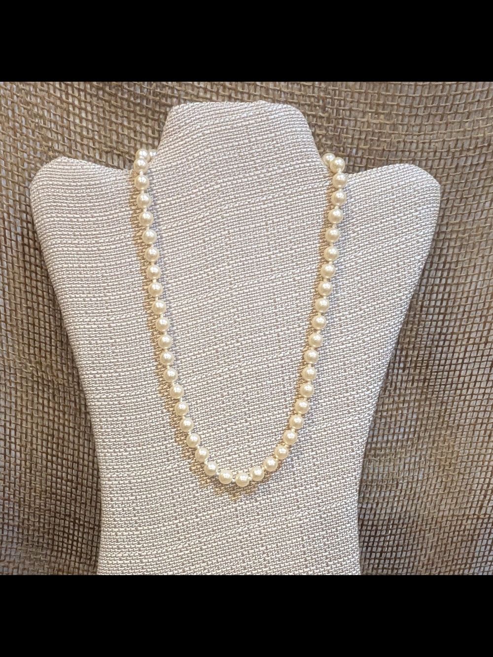 Vintage Faux Pearl Necklace, Cream 19" Long